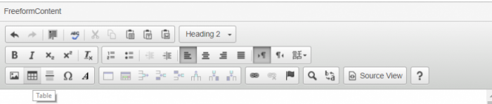 table icon in FreeForm content window