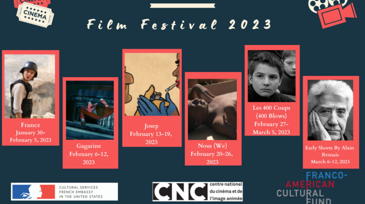 Poster listing all films for the 2023 Albertine Cinémathèque Film Festival